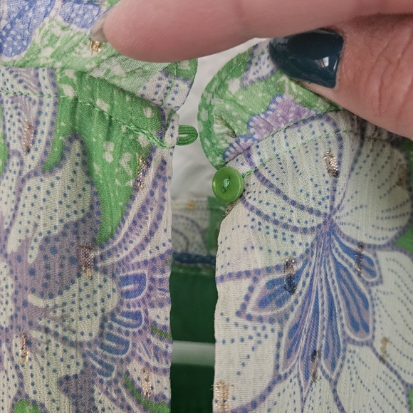 💵3/$20 Joie Green Flowy Boho Floral Print Blouse Sz Small - Picture 10 of 11